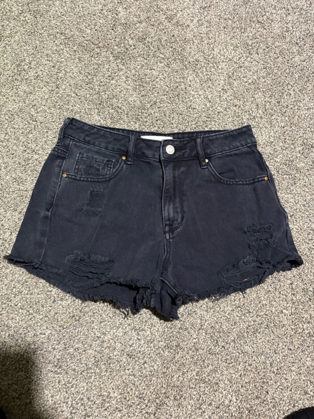 PacSun Black Washed Distressed Denim Shorts
